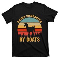 Retro Vintage Easily Distracted By Goats Funny Goat Lover T-Shirt