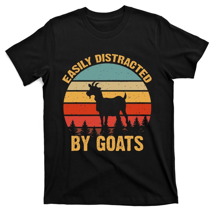 Retro Vintage Easily Distracted By Goats Funny Goat Lover T-Shirt