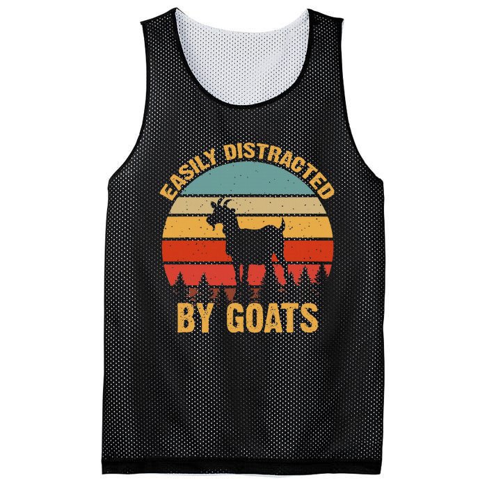 Retro Vintage Easily Distracted By Goats Funny Goat Lover Mesh Reversible Basketball Jersey Tank