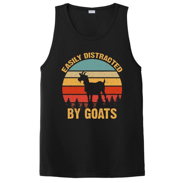 Retro Vintage Easily Distracted By Goats Funny Goat Lover PosiCharge Competitor Tank