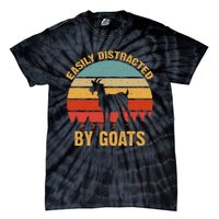 Retro Vintage Easily Distracted By Goats Funny Goat Lover Tie-Dye T-Shirt