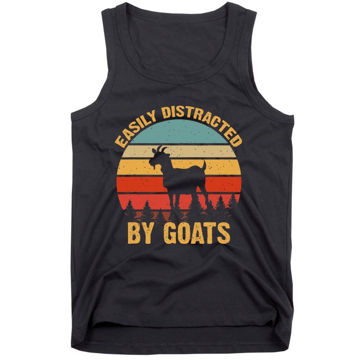 Retro Vintage Easily Distracted By Goats Funny Goat Lover Tank Top