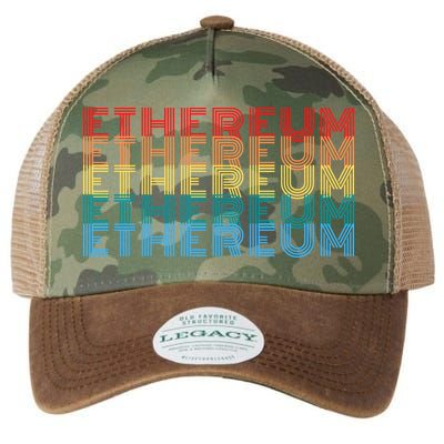 Retro Vintage Ethereum, Crypto Currency, Blockchain, ETH Logo, ETH Coin Lovers Legacy Tie Dye Trucker Hat