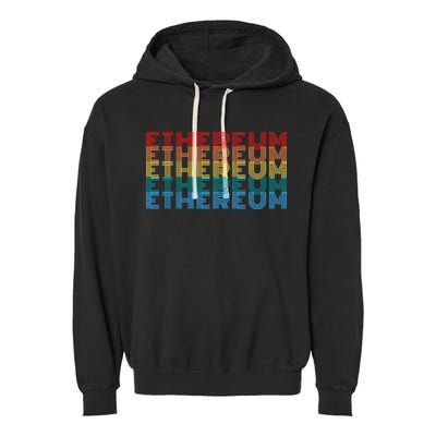 Retro Vintage Ethereum, Crypto Currency, Blockchain, ETH Logo, ETH Coin Lovers Garment-Dyed Fleece Hoodie