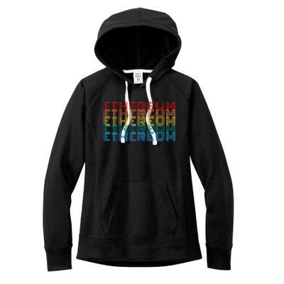 Retro Vintage Ethereum, Crypto Currency, Blockchain, ETH Logo, ETH Coin Lovers Women's Fleece Hoodie