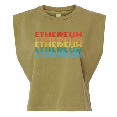 Retro Vintage Ethereum, Crypto Currency, Blockchain, ETH Logo, ETH Coin Lovers Garment-Dyed Women's Muscle Tee