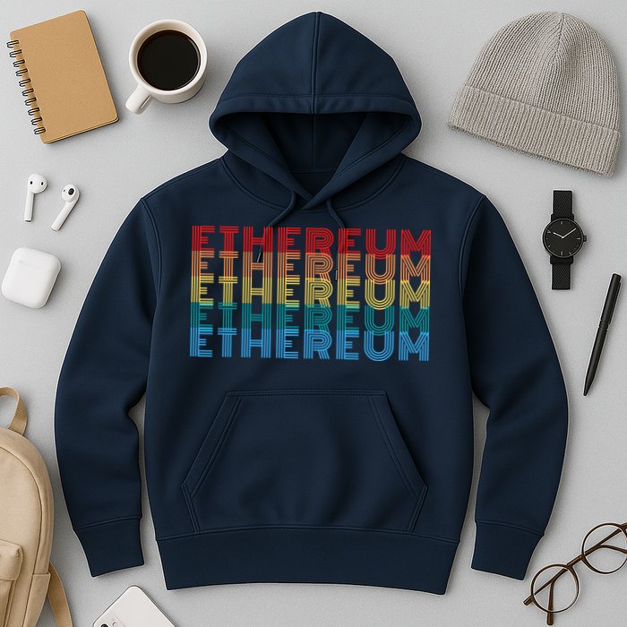 Retro Vintage Ethereum, Crypto Currency, Blockchain, ETH Logo, ETH Coin Lovers Hoodie