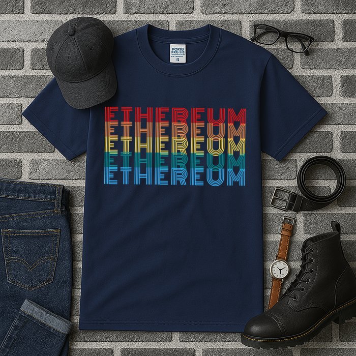 Retro Vintage Ethereum, Crypto Currency, Blockchain, ETH Logo, ETH Coin Lovers Tall T-Shirt