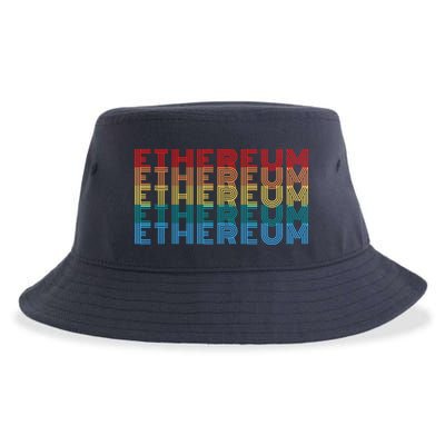 Retro Vintage Ethereum, Crypto Currency, Blockchain, ETH Logo, ETH Coin Lovers Sustainable Bucket Hat