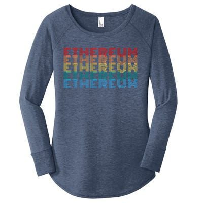 Retro Vintage Ethereum, Crypto Currency, Blockchain, ETH Logo, ETH Coin Lovers Women's Perfect Tri Tunic Long Sleeve Shirt