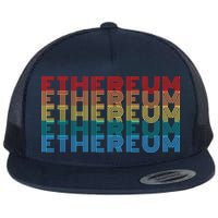 Retro Vintage Ethereum, Crypto Currency, Blockchain, ETH Logo, ETH Coin Lovers Flat Bill Trucker Hat