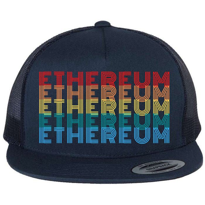 Retro Vintage Ethereum, Crypto Currency, Blockchain, ETH Logo, ETH Coin Lovers Flat Bill Trucker Hat