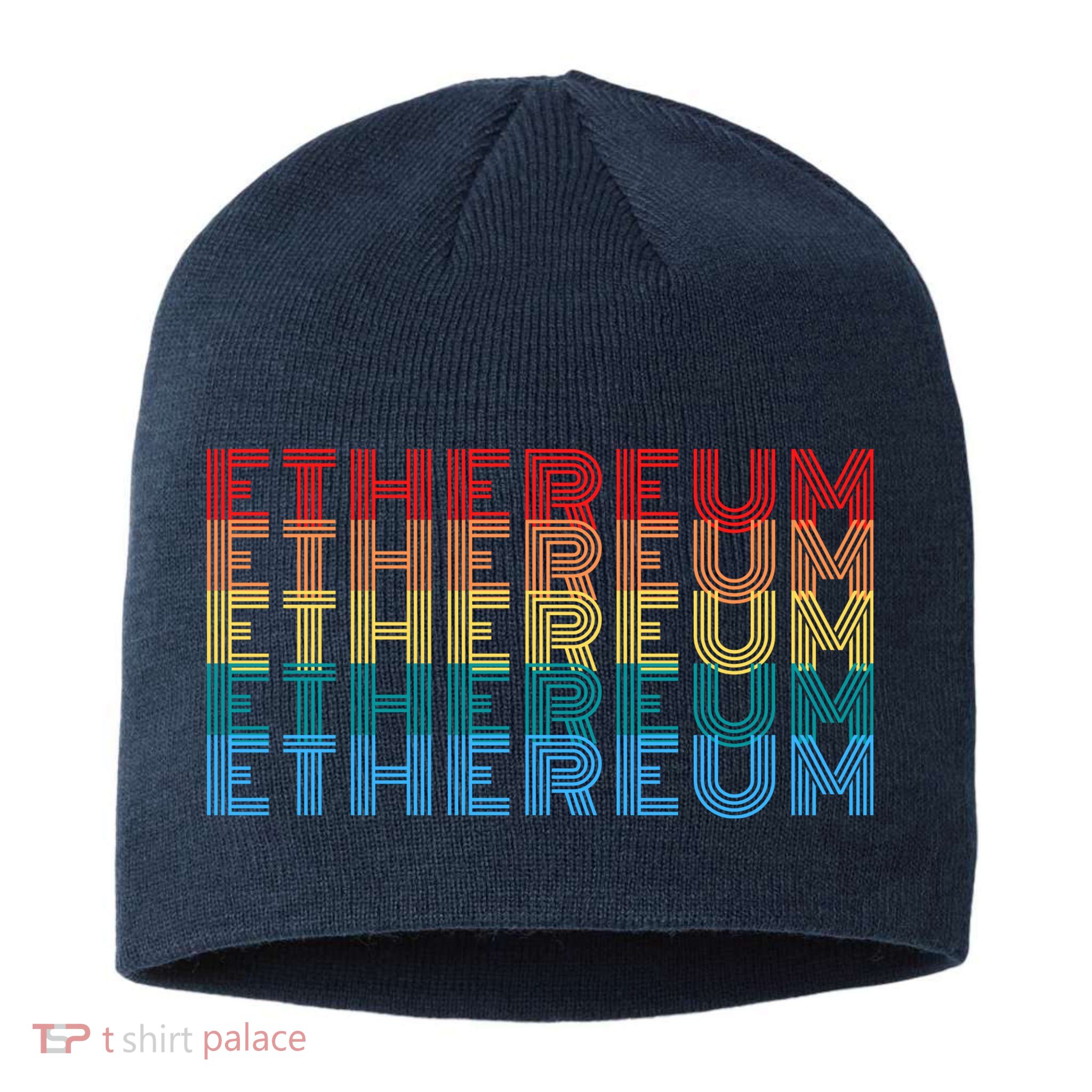 Retro Vintage Ethereum, Crypto Currency, Blockchain, ETH Logo, ETH Coin Lovers Sustainable Beanie