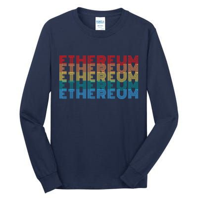 Retro Vintage Ethereum, Crypto Currency, Blockchain, ETH Logo, ETH Coin Lovers Tall Long Sleeve T-Shirt