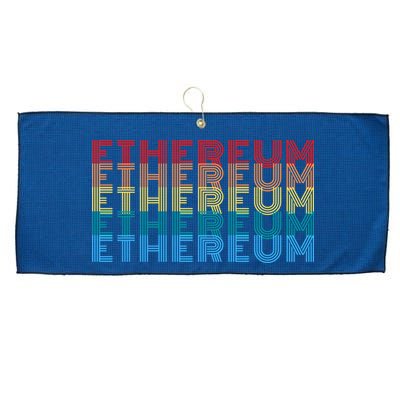 Retro Vintage Ethereum, Crypto Currency, Blockchain, ETH Logo, ETH Coin Lovers Large Microfiber Waffle Golf Towel