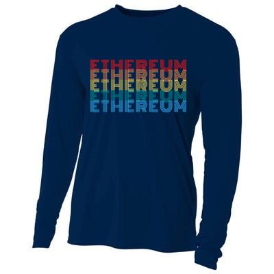 Retro Vintage Ethereum, Crypto Currency, Blockchain, ETH Logo, ETH Coin Lovers Cooling Performance Long Sleeve Crew