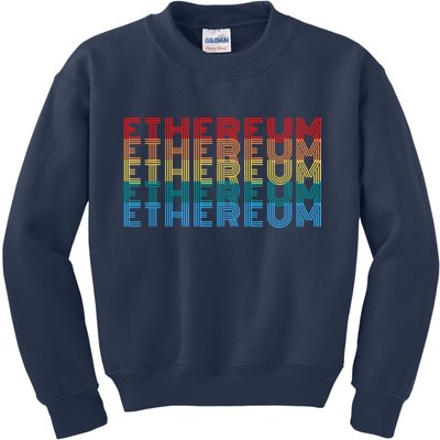 Retro Vintage Ethereum, Crypto Currency, Blockchain, ETH Logo, ETH Coin Lovers Kids Sweatshirt