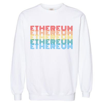Retro Vintage Ethereum, Crypto Currency, Blockchain, ETH Logo, ETH Coin Lovers Garment-Dyed Sweatshirt