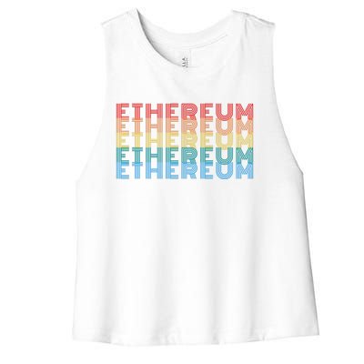 Retro Vintage Ethereum, Crypto Currency, Blockchain, ETH Logo, ETH Coin Lovers Women's Racerback Cropped Tank