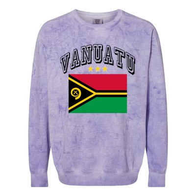 Retro Vanuatu Flag Athletic Gift Colorblast Crewneck Sweatshirt