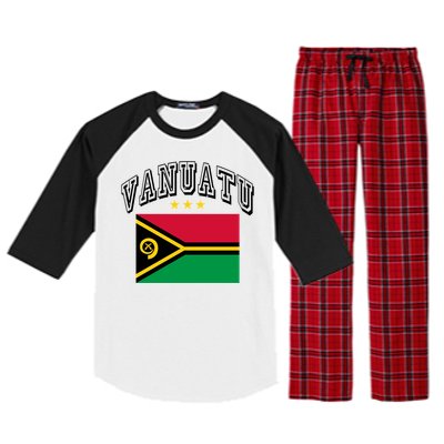 Retro Vanuatu Flag Athletic Gift Raglan Sleeve Pajama Set