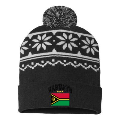 Retro Vanuatu Flag Athletic Gift USA-Made Snowflake Beanie