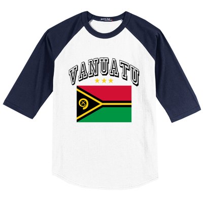 Retro Vanuatu Flag Athletic Gift Baseball Sleeve Shirt