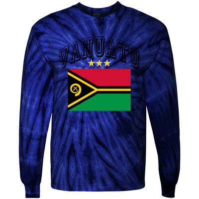 Retro Vanuatu Flag Athletic Gift Tie-Dye Long Sleeve Shirt