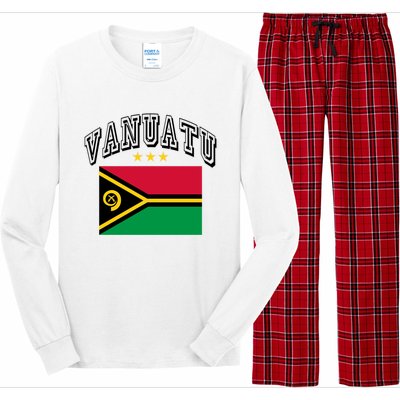 Retro Vanuatu Flag Athletic Gift Long Sleeve Pajama Set