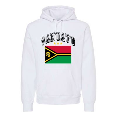 Retro Vanuatu Flag Athletic Gift Premium Hoodie