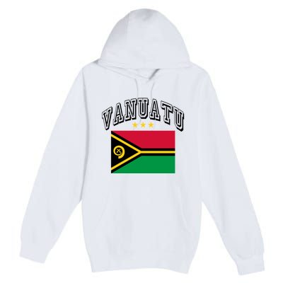 Retro Vanuatu Flag Athletic Gift Premium Pullover Hoodie