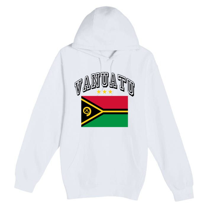 Retro Vanuatu Flag Athletic Gift Premium Pullover Hoodie