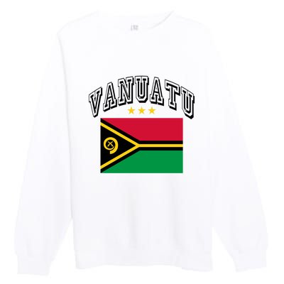 Retro Vanuatu Flag Athletic Gift Premium Crewneck Sweatshirt