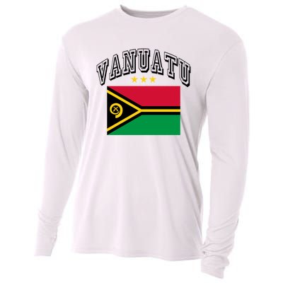 Retro Vanuatu Flag Athletic Gift Cooling Performance Long Sleeve Crew