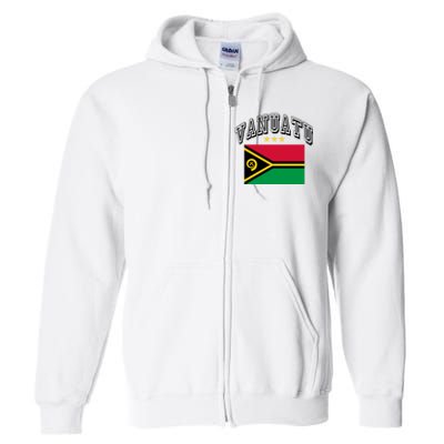 Retro Vanuatu Flag Athletic Gift Full Zip Hoodie