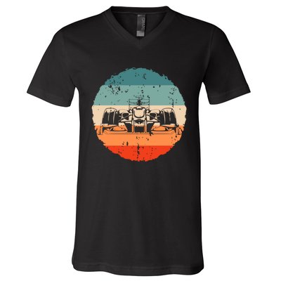 Retro Vintage Formula Racing Lovers Silhouette Race Car Fan V-Neck T-Shirt