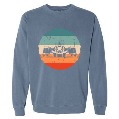 Retro Vintage Formula Racing Lovers Silhouette Race Car Fan Garment-Dyed Sweatshirt