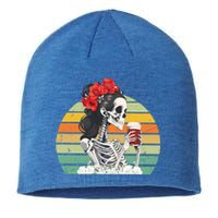 Retro Vintage Floral Skeleton Nurse Funny Nursing Halloween Gift Sustainable Beanie