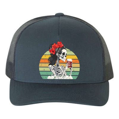 Retro Vintage Floral Skeleton Nurse Funny Nursing Halloween Gift Yupoong Adult 5-Panel Trucker Hat