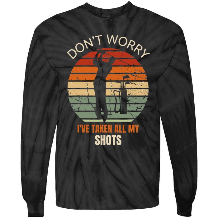 Retro Vintage Funny Golf No Worries Had All My Shots Tie-Dye Long Sleeve Shirt