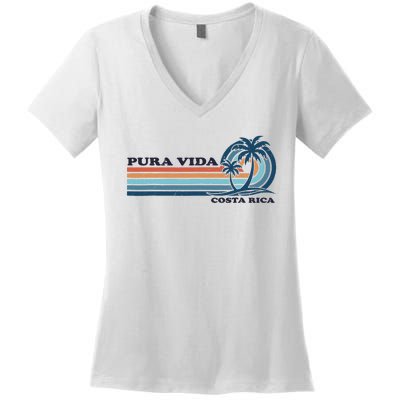 Retro Vintage Family Vacation Costa Rica Pura Vida Women's V-Neck T-Shirt