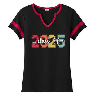 Retro Vintage Future Graduate Back To School Class Of 2025 Great Gift Ladies Halftime Notch Neck Tee