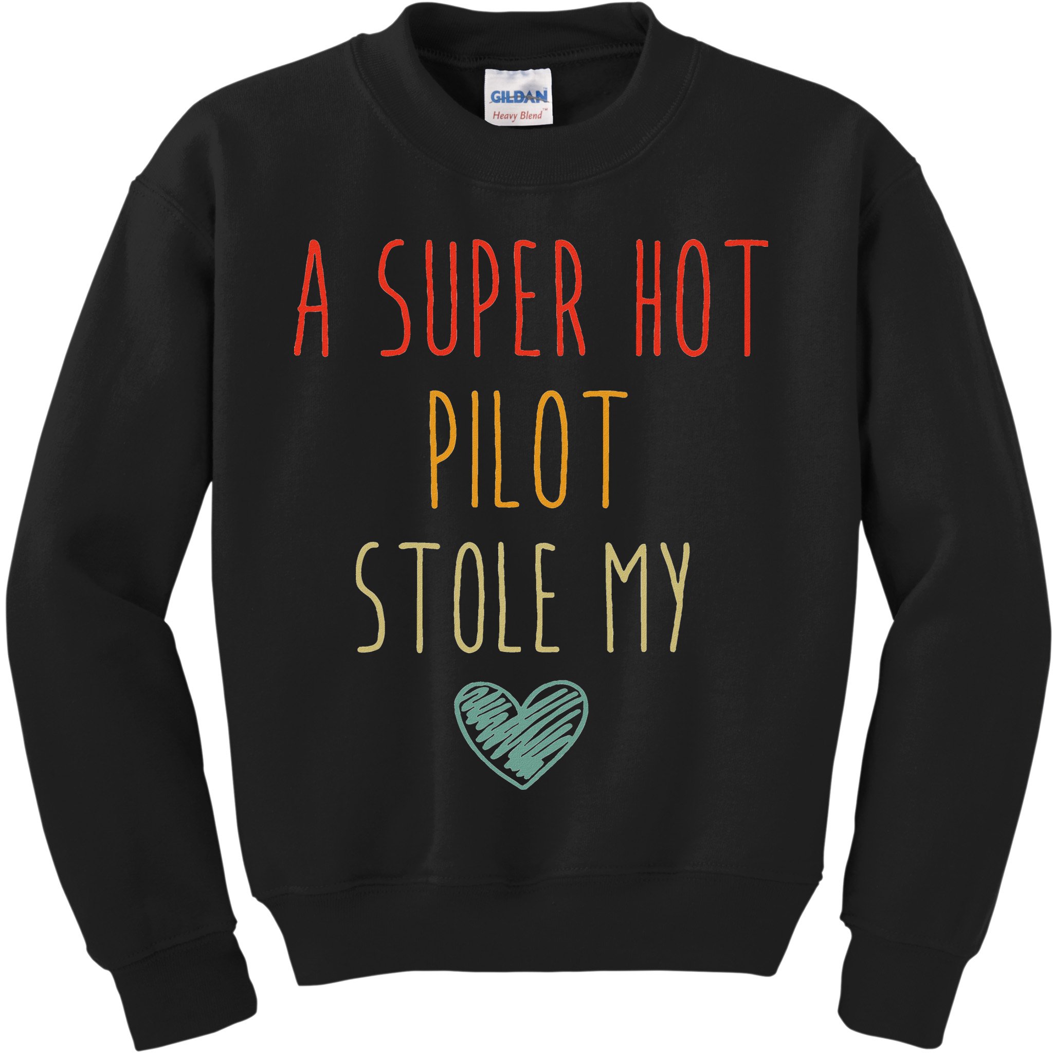 Retro Vintage Funny A Super Hot Pilot Stole My Heart Kids Sweatshirt