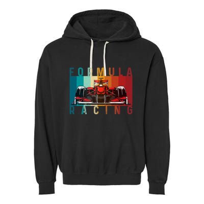 Retro Vintage Formula Racing Car Silhouette Race Car Formula Garment-Dyed Fleece Hoodie
