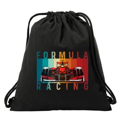 Retro Vintage Formula Racing Car Silhouette Race Car Formula Drawstring Bag