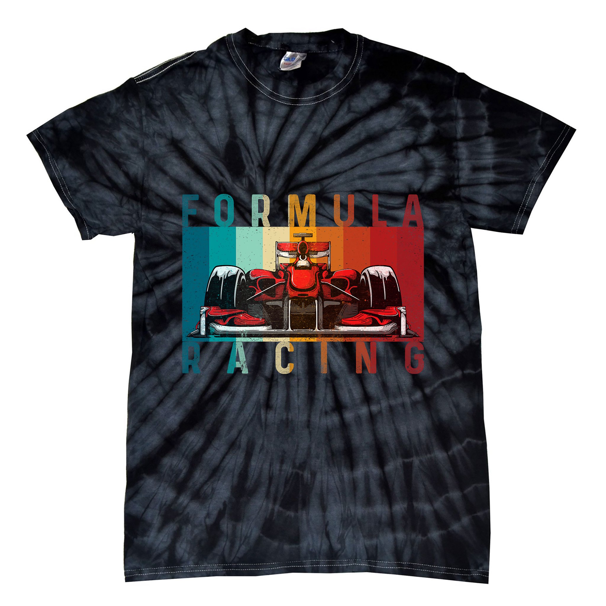 Retro Vintage Formula Racing Car Silhouette Race Car Formula Tie-Dye T-Shirt