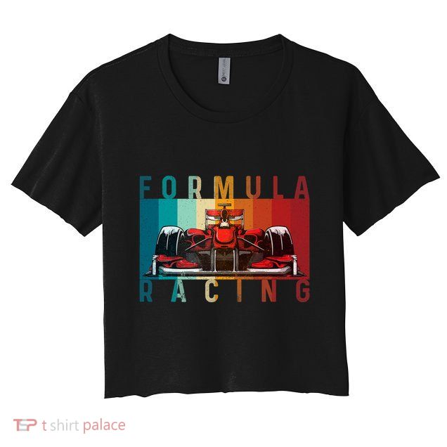 Retro Vintage Formula Racing Car Silhouette Race Car Formula Crop Top