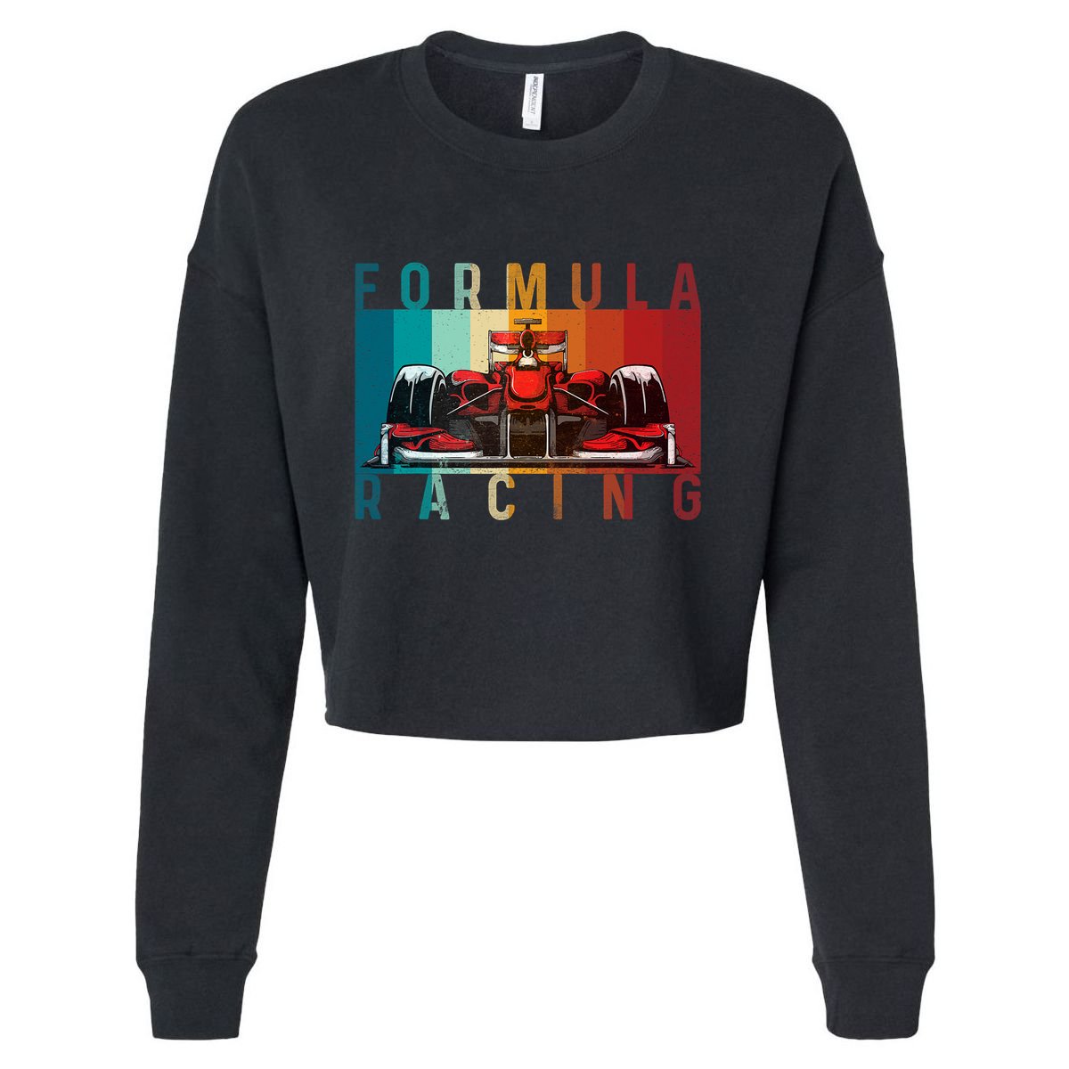 Retro Vintage Formula Racing Car Silhouette Race Car Formula Cropped Pullover Crew