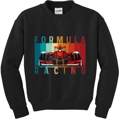 Retro Vintage Formula Racing Car Silhouette Race Car Formula Kids Sweatshirt