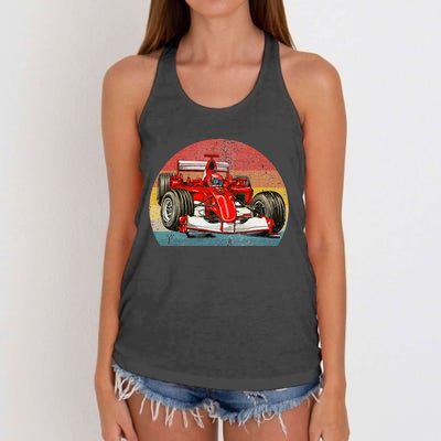 Retro Vintage Formula Racing Lovers Race Car Fan Women's Knotted Racerback Tank